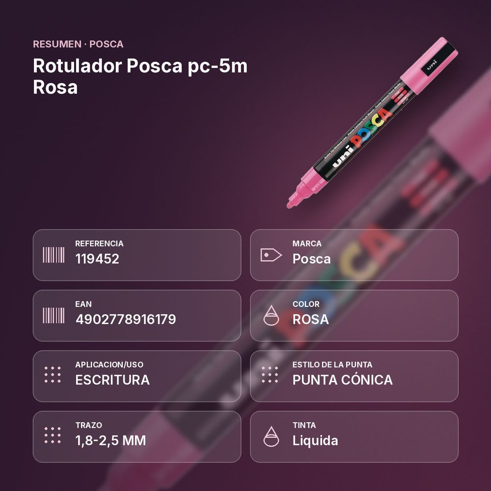 ROTULADOR POSCA PC-5M ROSA  - resumen de atributos