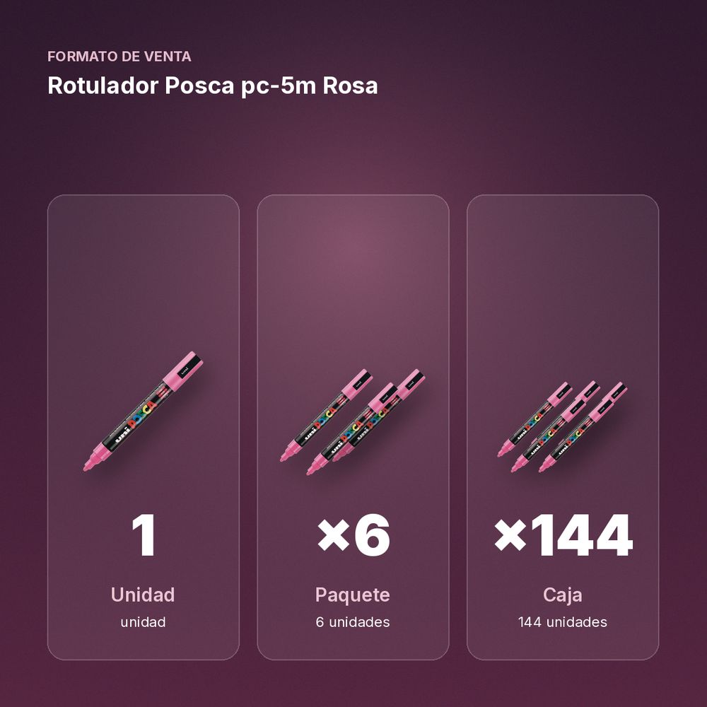 ROTULADOR POSCA PC-5M ROSA  - formato de venta: paquete de 6, caja de 144, palé de 288