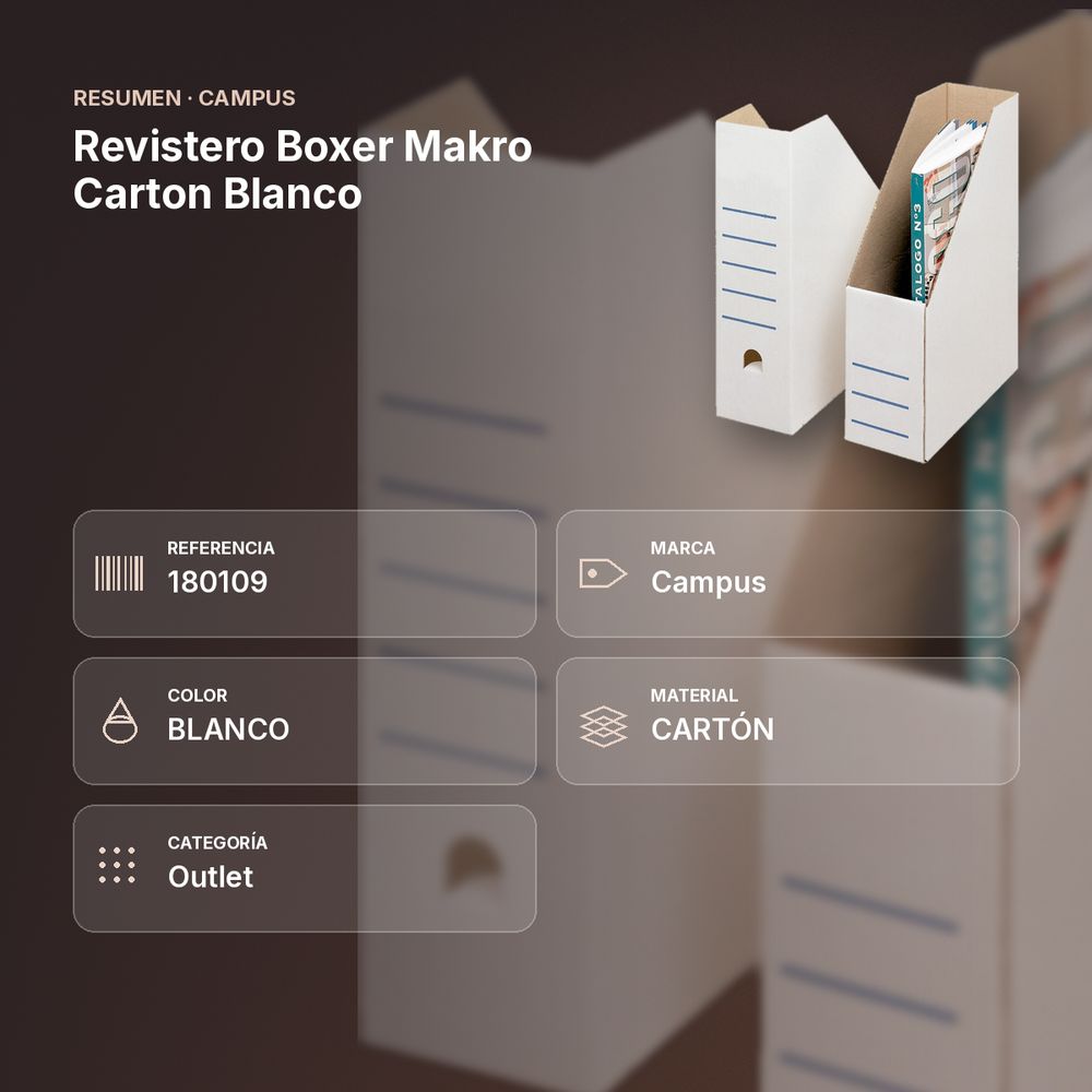 REVISTERO BOXER MAKRO CARTON BLANCO - resumen de atributos