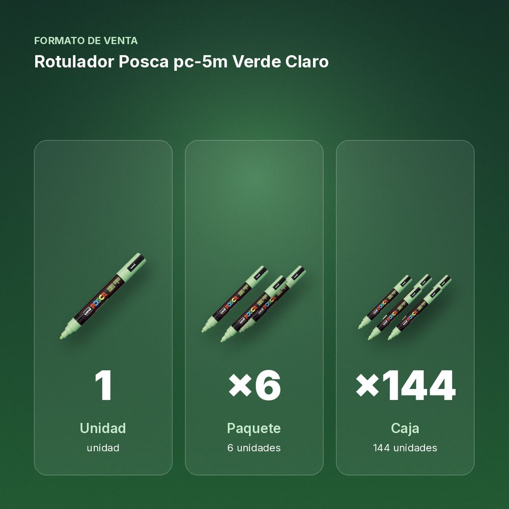 ROTULADOR POSCA PC-5M VERDE CLARO - formato de venta: paquete de 6, caja de 144, palé de 288