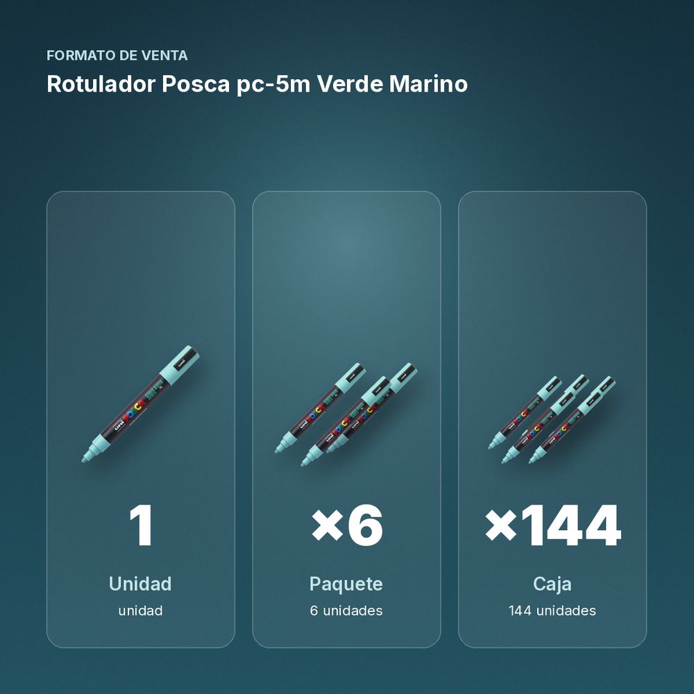 ROTULADOR POSCA PC-5M VERDE MARINO - formato de venta: paquete de 6, caja de 144, palé de 288