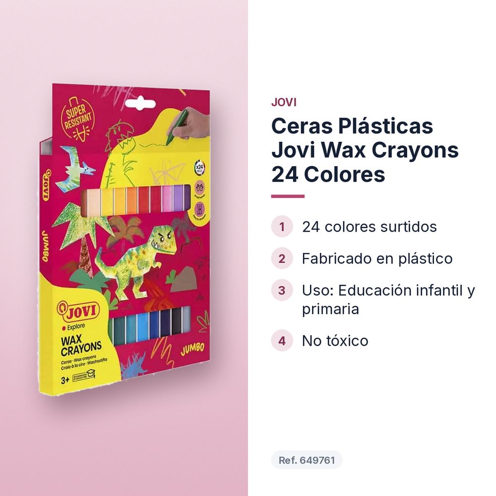 CERAS PLÁSTICAS JOVI WAX CRAYONS 24 COLORES  - características principales