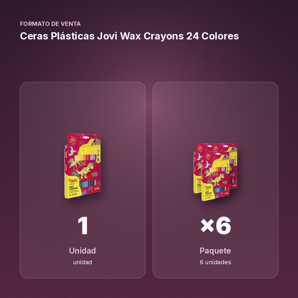 CERAS PLÁSTICAS JOVI WAX CRAYONS 24 COLORES  - formato de venta: paquete de 6