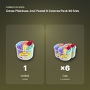 CERAS PLÁSTICAS JOVI PASTEL 6 COLORES PACK 60 UDS - formato de venta: caja de 6
