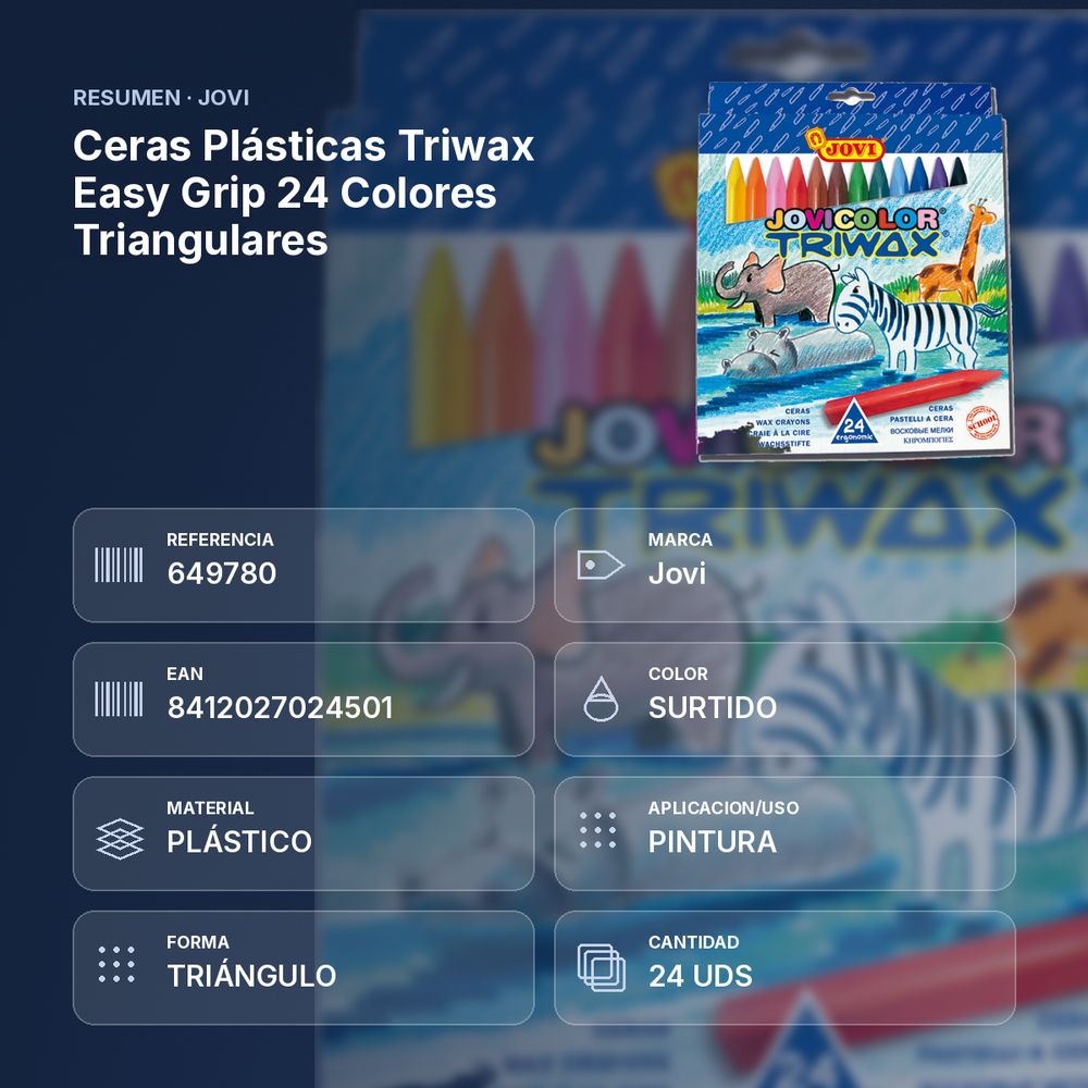 CERAS PLÁSTICAS TRIWAX EASY GRIP 24 COLORES TRIANGULARES  - resumen de atributos