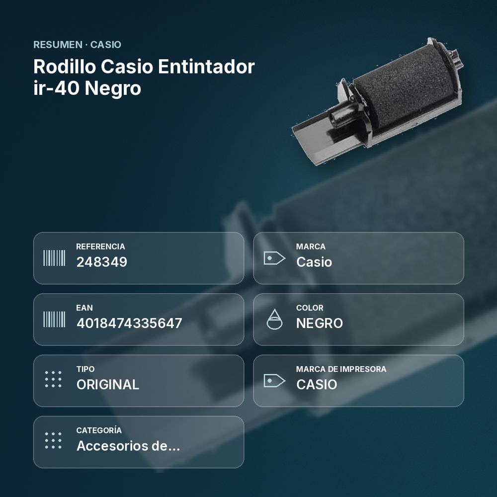 RODILLO CASIO ENTINTADOR IR-40 NEGRO - resumen de atributos