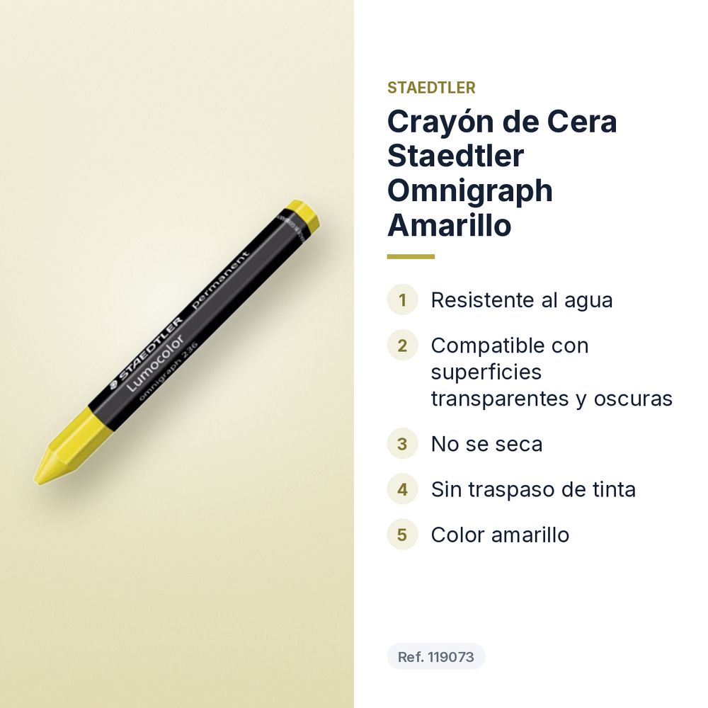 CRAYÓN DE CERA STAEDTLER OMNIGRAPH AMARILLO  - características principales