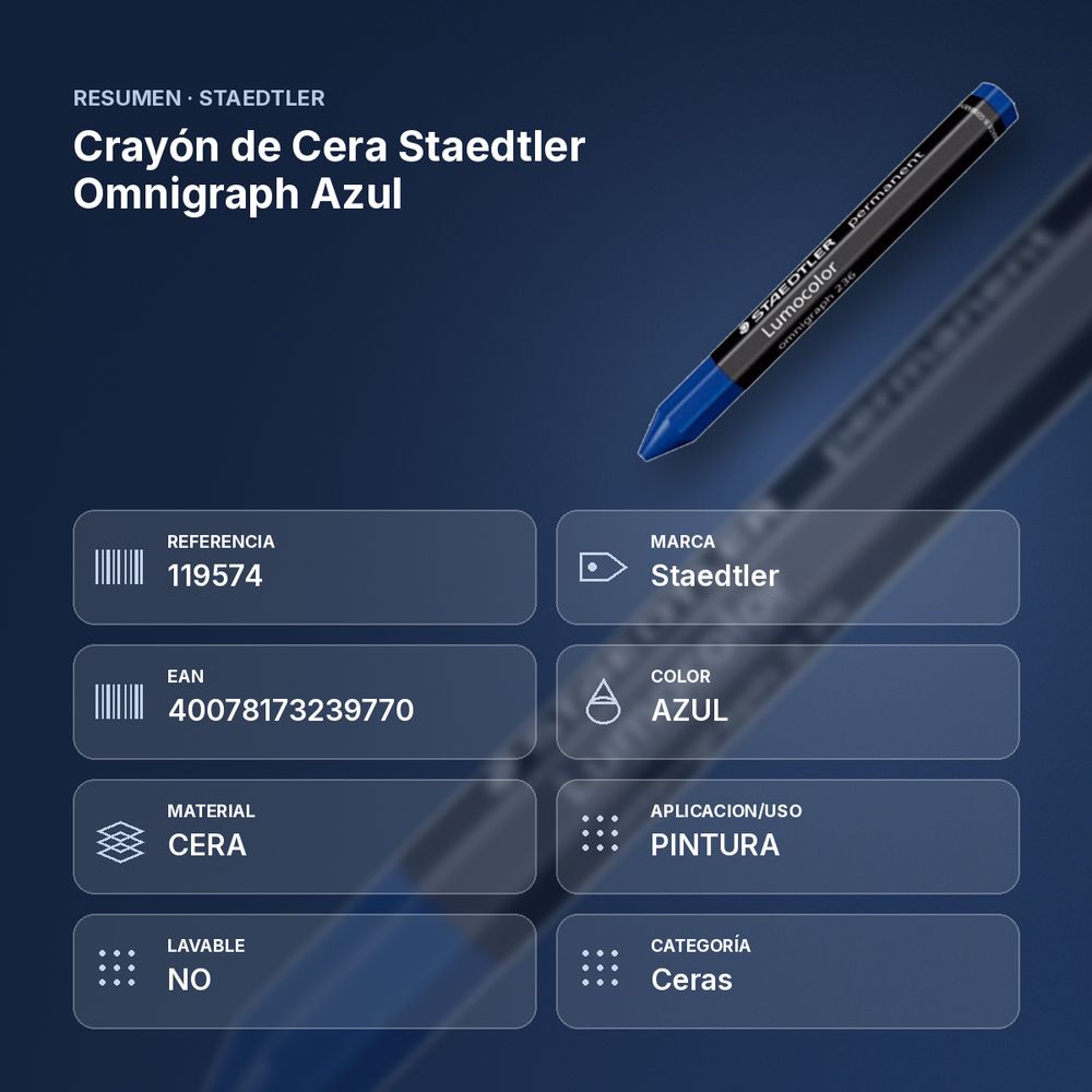 CRAYÓN DE CERA STAEDTLER OMNIGRAPH AZUL - resumen de atributos
