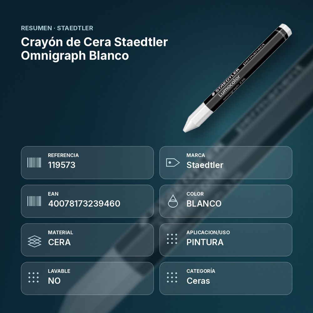 CRAYÓN DE CERA STAEDTLER OMNIGRAPH BLANCO - resumen de atributos