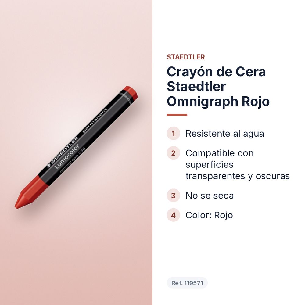 CRAYÓN DE CERA STAEDTLER OMNIGRAPH ROJO - características principales