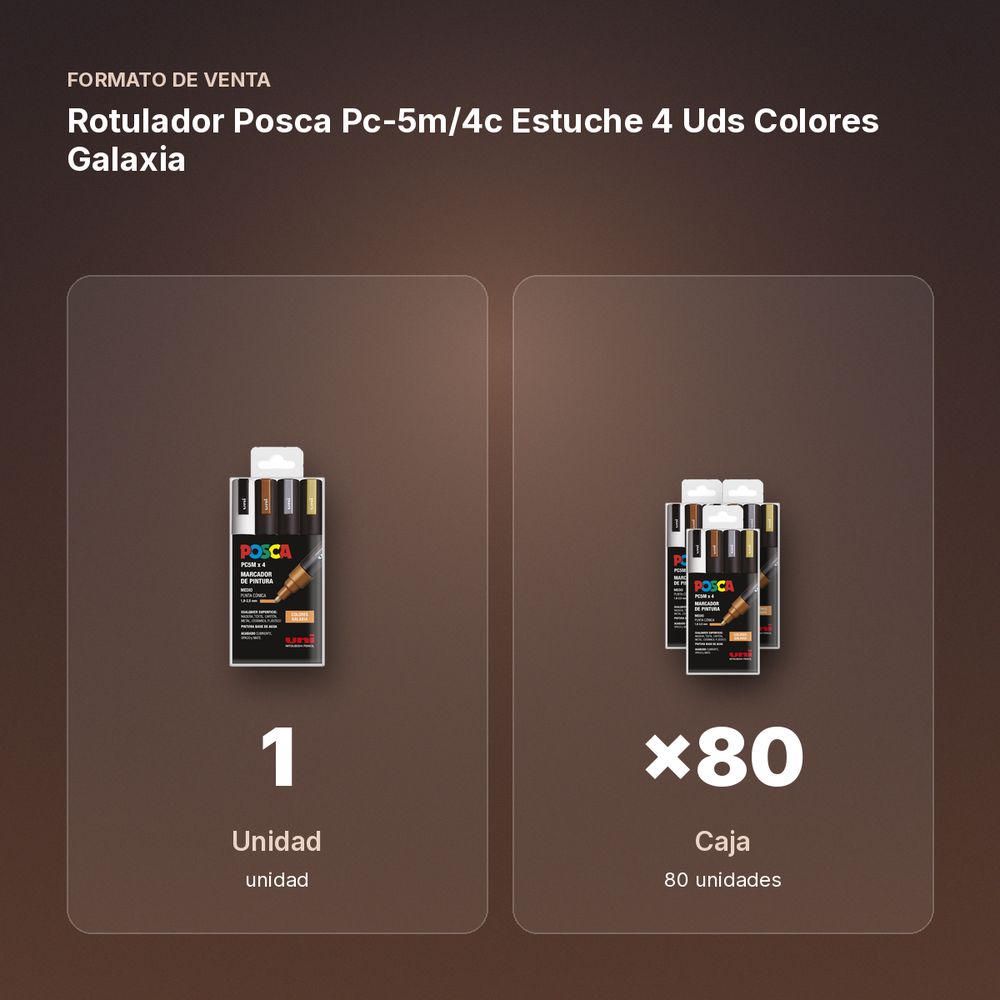 ROTULADOR POSCA PC-5M/4C ESTUCHE 4 UDS COLORES GALAXIA - formato de venta: caja de 80