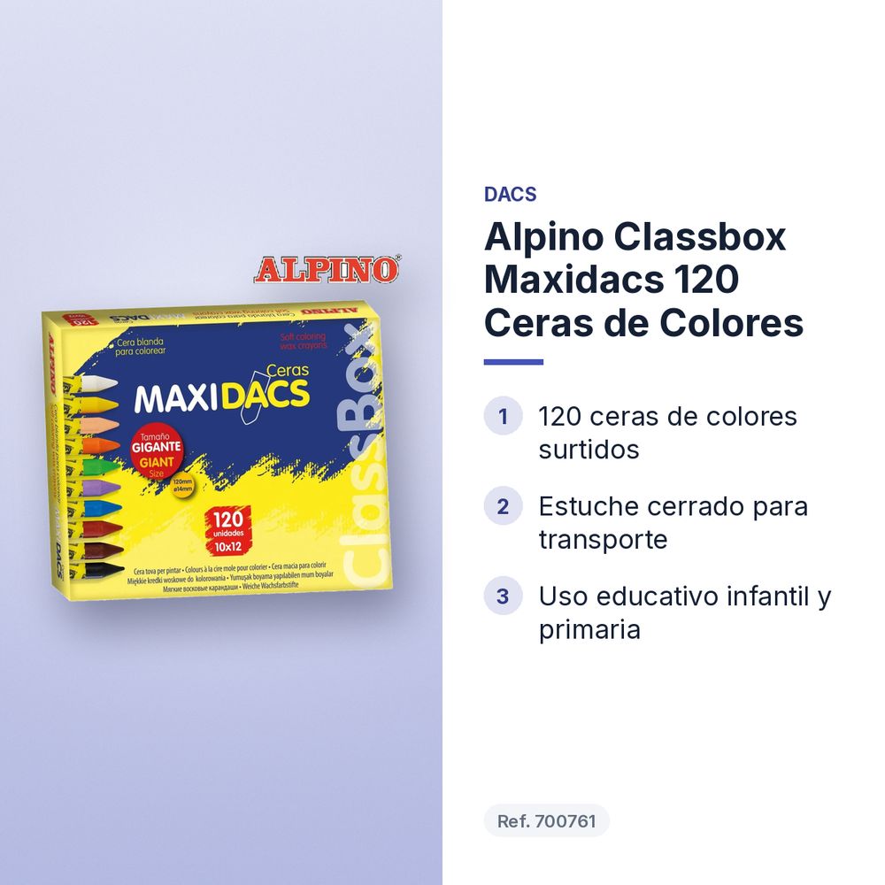 ALPINO CLASSBOX MAXIDACS 120 CERAS DE COLORES - características principales