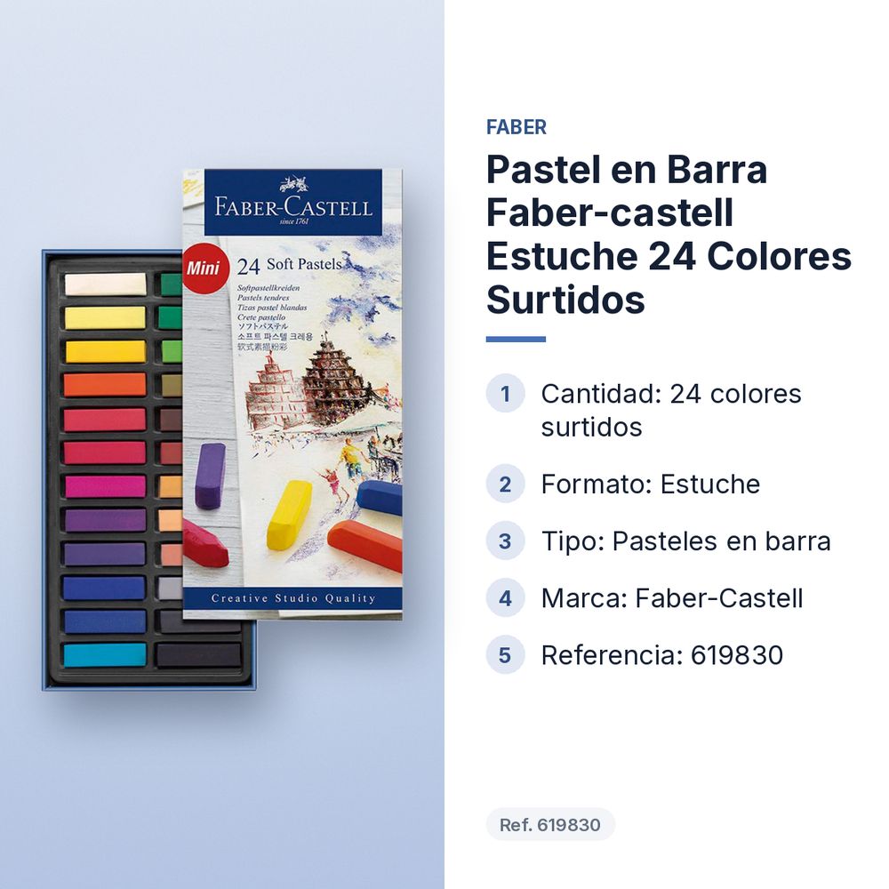 PASTEL EN BARRA FABER-CASTELL ESTUCHE 24 COLORES SURTIDOS - características principales