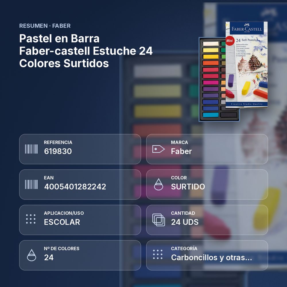PASTEL EN BARRA FABER-CASTELL ESTUCHE 24 COLORES SURTIDOS - resumen de atributos