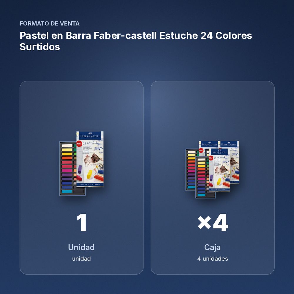 PASTEL EN BARRA FABER-CASTELL ESTUCHE 24 COLORES SURTIDOS - formato de venta: caja de 4