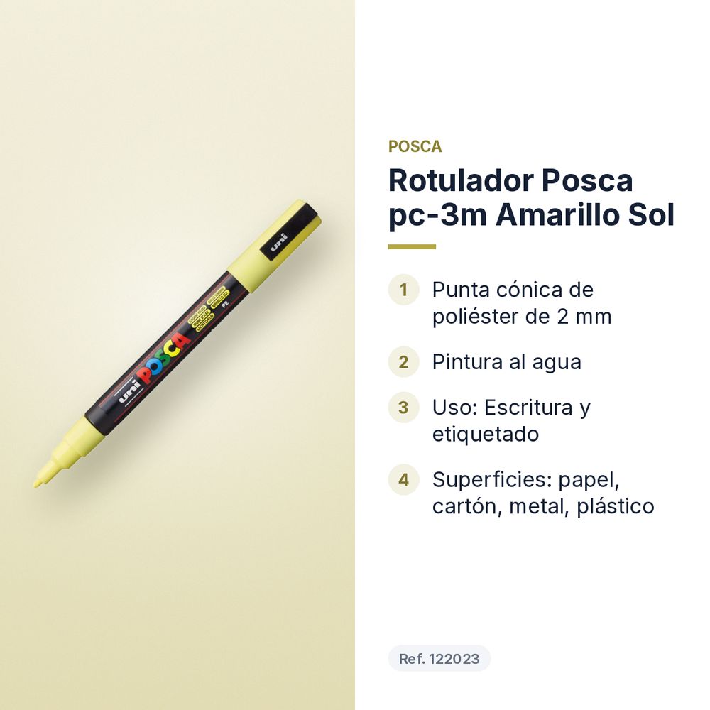 ROTULADOR POSCA PC-3M AMARILLO SOL - características principales