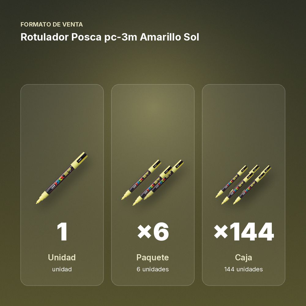 ROTULADOR POSCA PC-3M AMARILLO SOL - formato de venta: paquete de 6, caja de 144, palé de 576