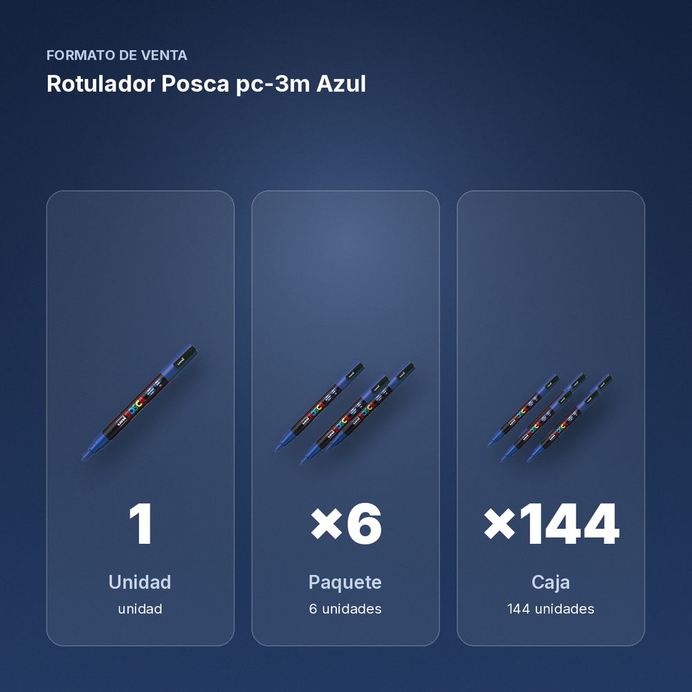 ROTULADOR POSCA PC-3M AZUL - formato de venta: paquete de 6, caja de 144, palé de 576