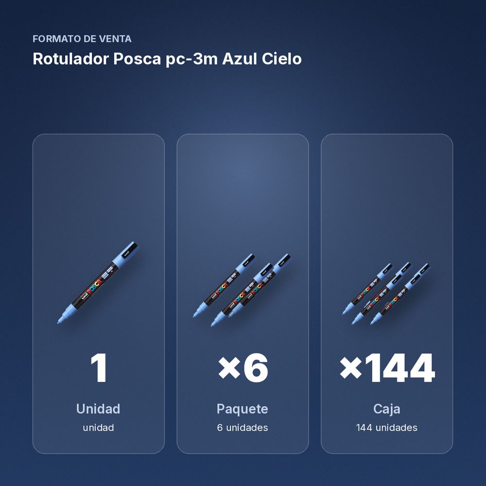 ROTULADOR POSCA PC-3M AZUL CIELO - formato de venta: paquete de 6, caja de 144, palé de 576