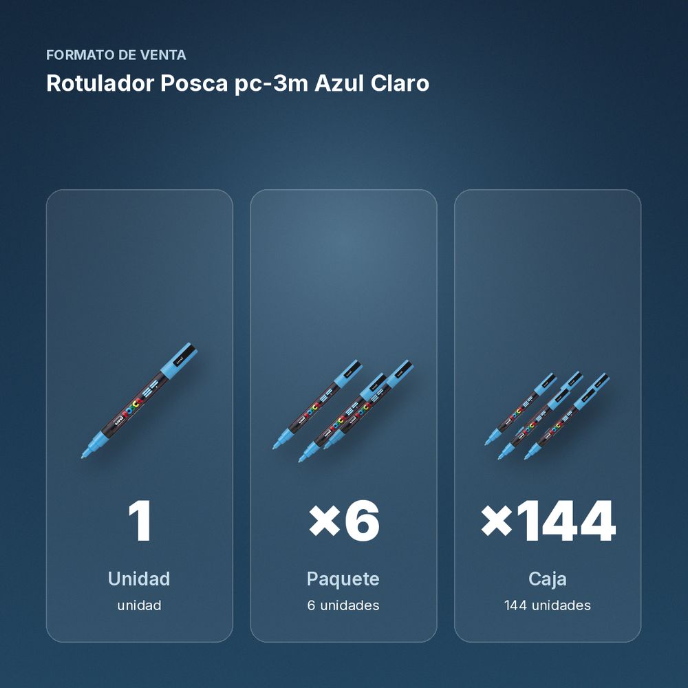 ROTULADOR POSCA PC-3M AZUL CLARO - formato de venta: paquete de 6, caja de 144, palé de 576