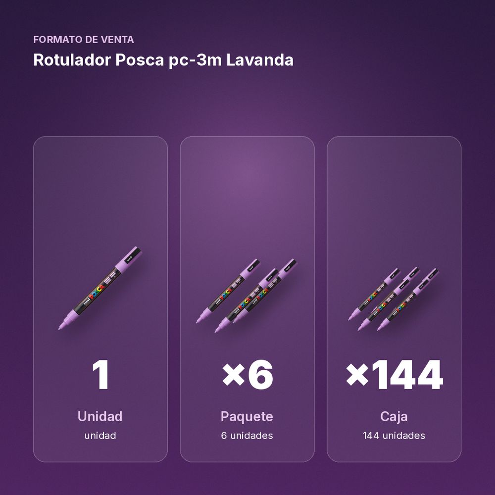 ROTULADOR POSCA PC-3M LAVANDA - formato de venta: paquete de 6, caja de 144, palé de 576