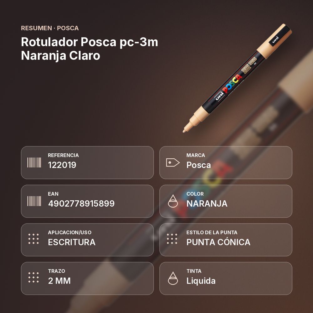 ROTULADOR POSCA PC-3M NARANJA CLARO - resumen de atributos
