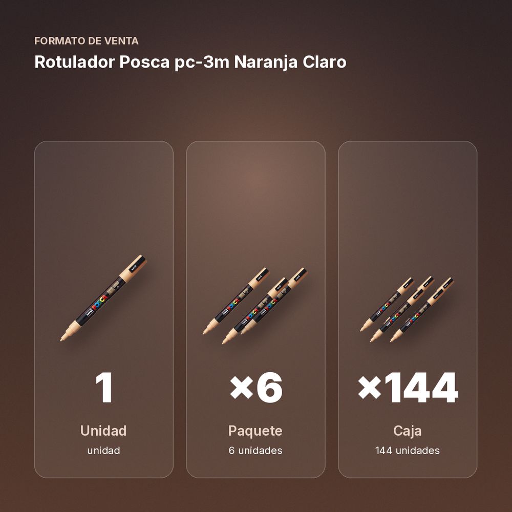 ROTULADOR POSCA PC-3M NARANJA CLARO - formato de venta: paquete de 6, caja de 144, palé de 576
