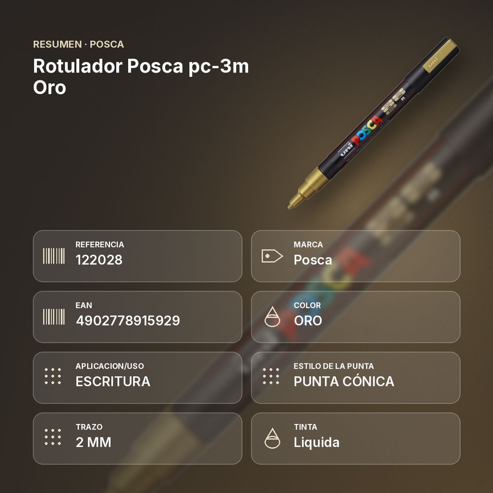 ROTULADOR POSCA PC-3M ORO - resumen de atributos