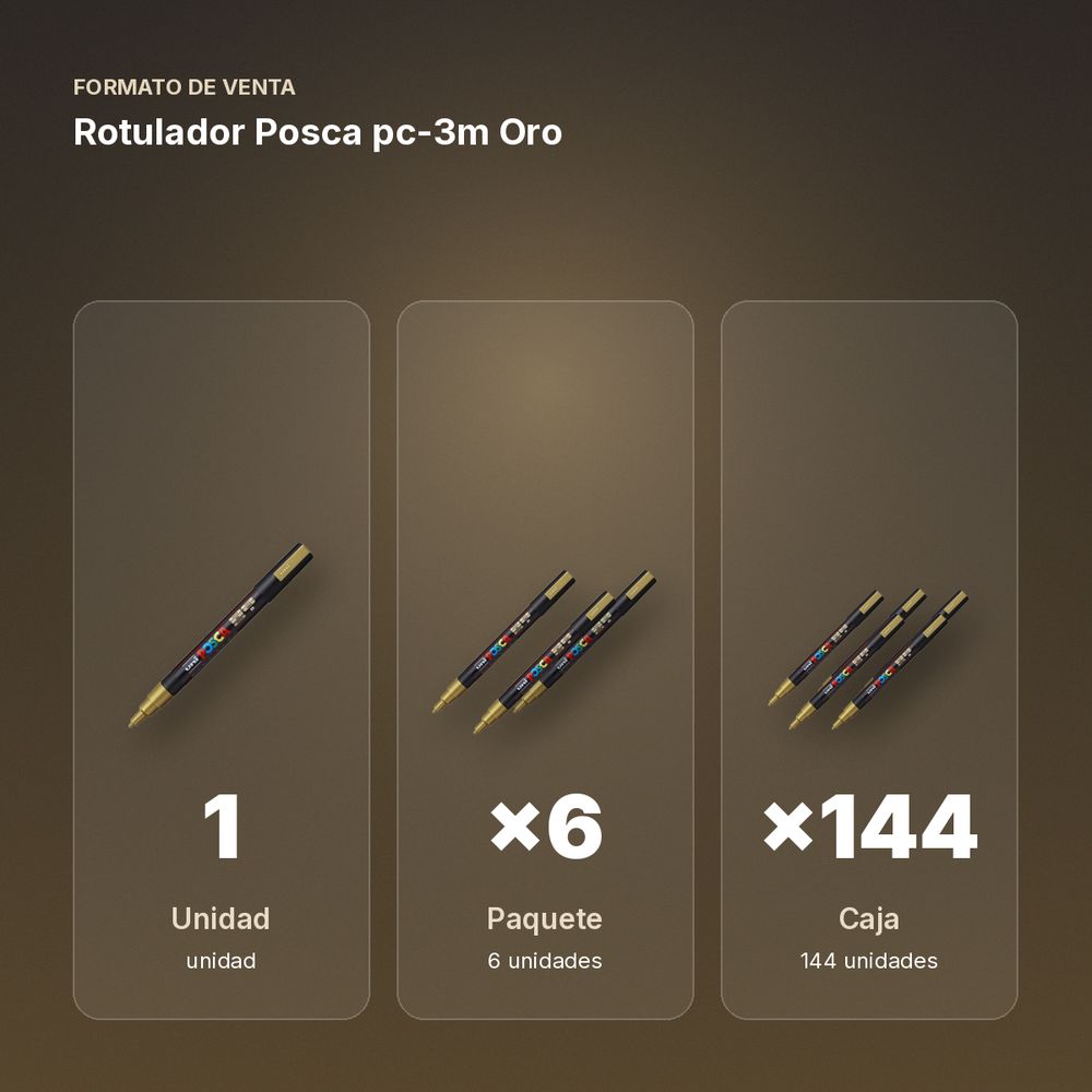 ROTULADOR POSCA PC-3M ORO - formato de venta: paquete de 6, caja de 144, palé de 576