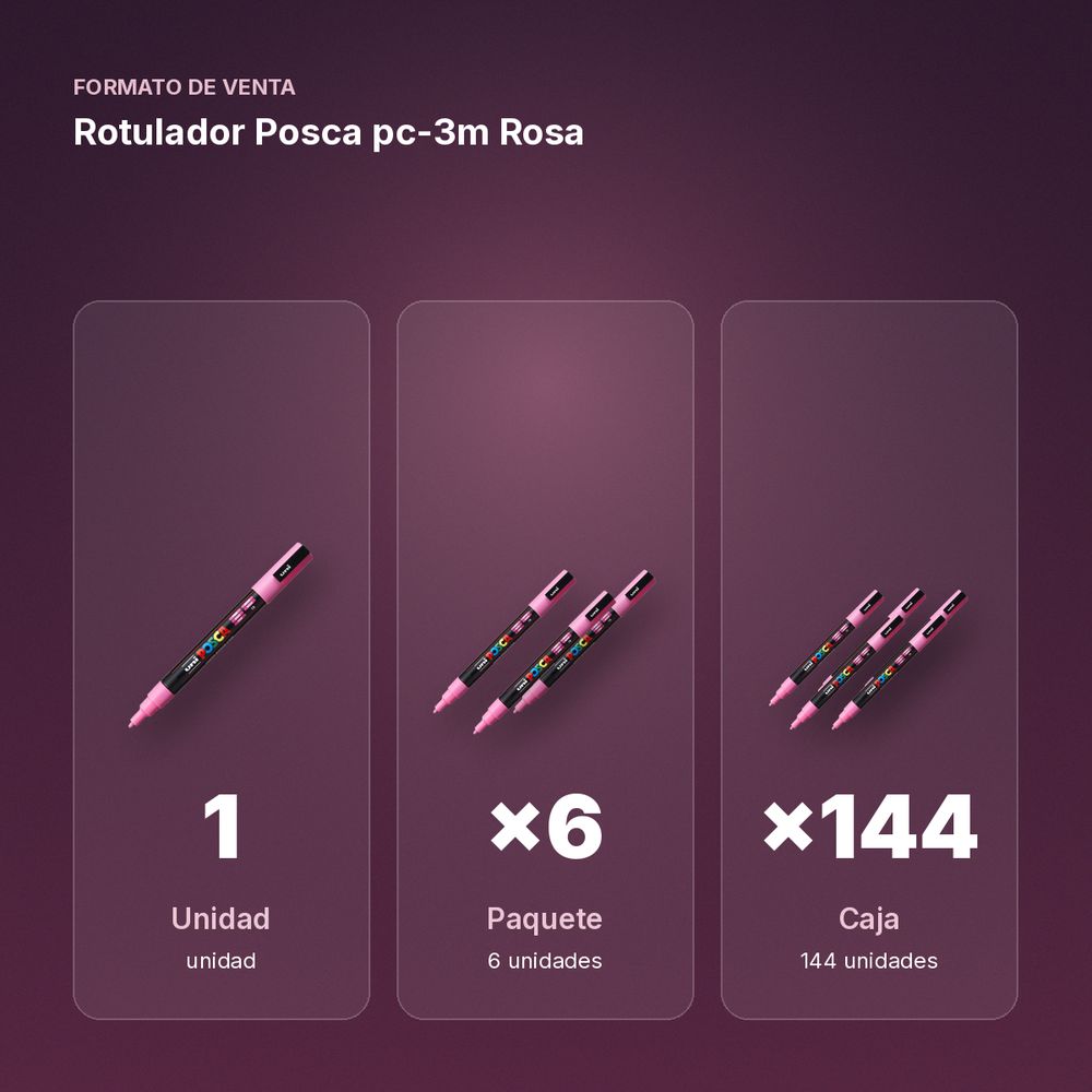 ROTULADOR POSCA PC-3M ROSA - formato de venta: paquete de 6, caja de 144, palé de 576