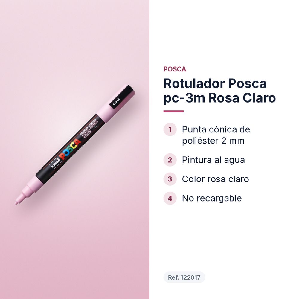 ROTULADOR POSCA PC-3M ROSA CLARO - características principales