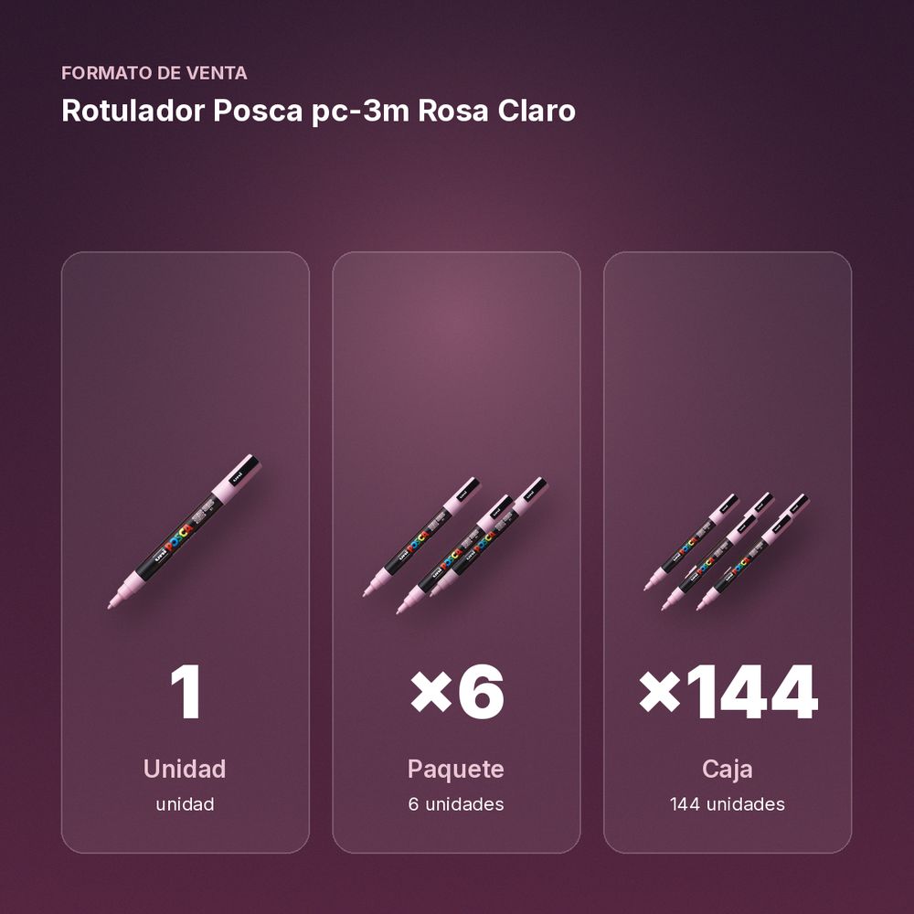 ROTULADOR POSCA PC-3M ROSA CLARO - formato de venta: paquete de 6, caja de 144, palé de 576