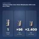 TEMPERA SOLIDA COLOR STICKS METALIZADOS 6GR  2 UDS ORO Y PLATA - formato de venta: caja de 96, palé de 2400