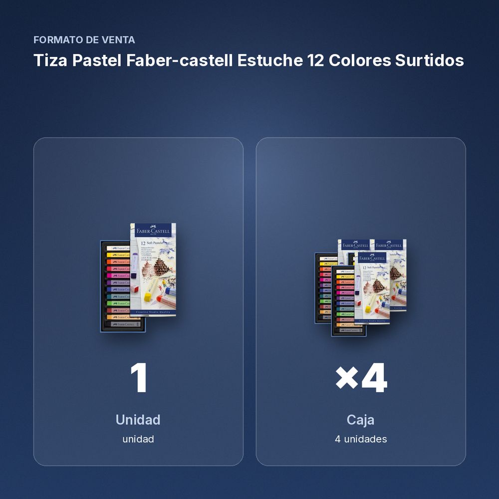 TIZA PASTEL FABER-CASTELL ESTUCHE 12 COLORES SURTIDOS - formato de venta: caja de 4