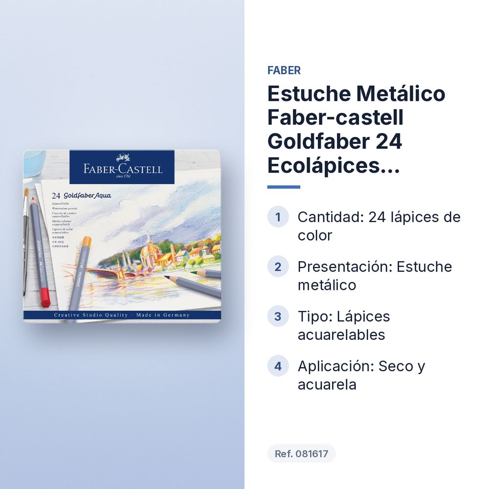 ESTUCHE METÁLICO FABER-CASTELL GOLDFABER 24 ECOLÁPICES ACUARELABLES - características principales