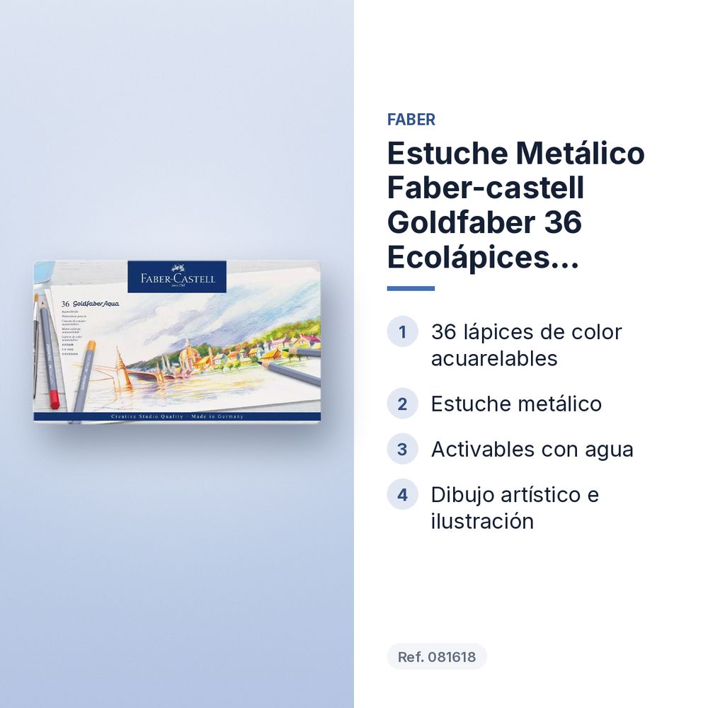 ESTUCHE METÁLICO FABER-CASTELL GOLDFABER 36 ECOLÁPICES ACUARELABLES - características principales