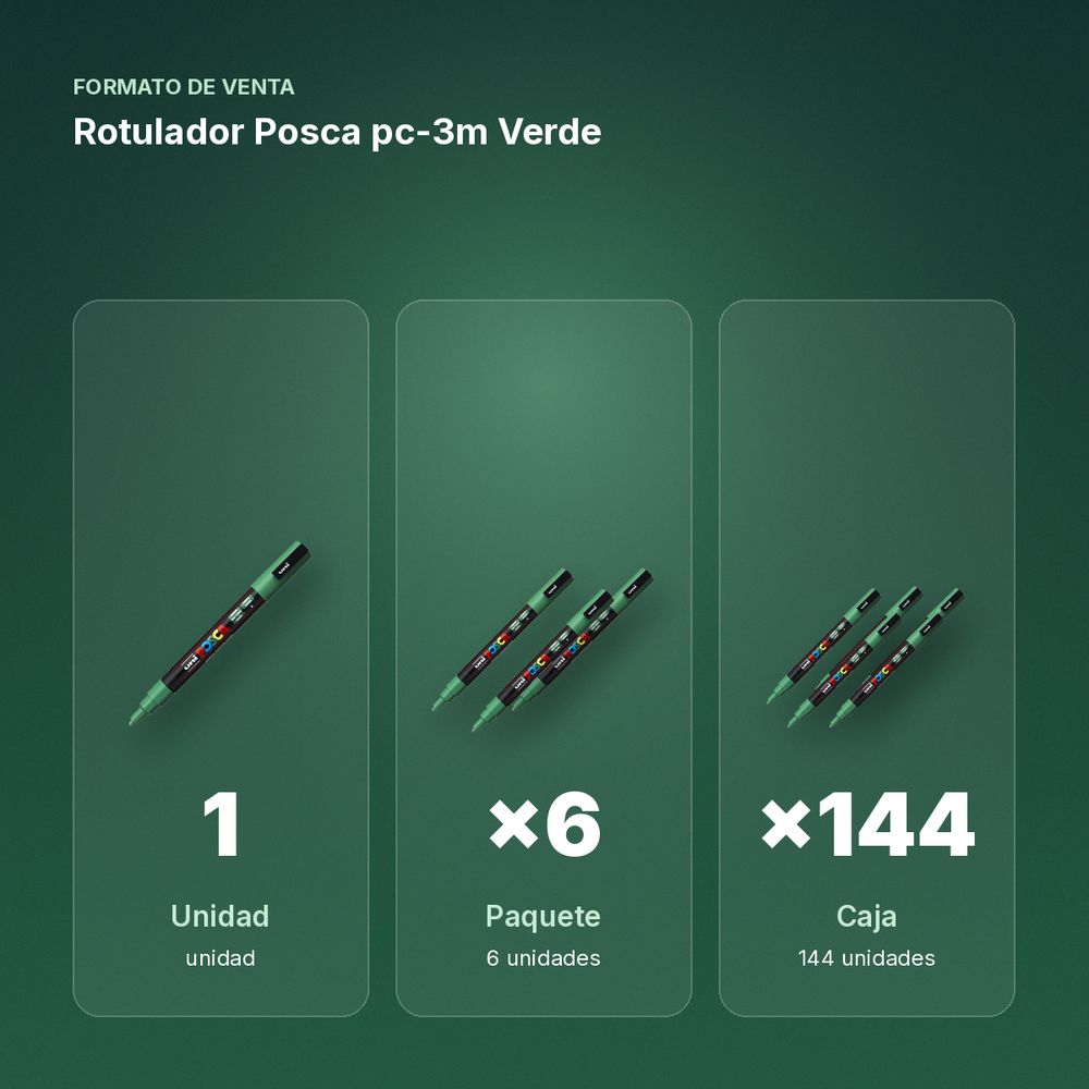 ROTULADOR POSCA PC-3M VERDE - formato de venta: paquete de 6, caja de 144, palé de 576