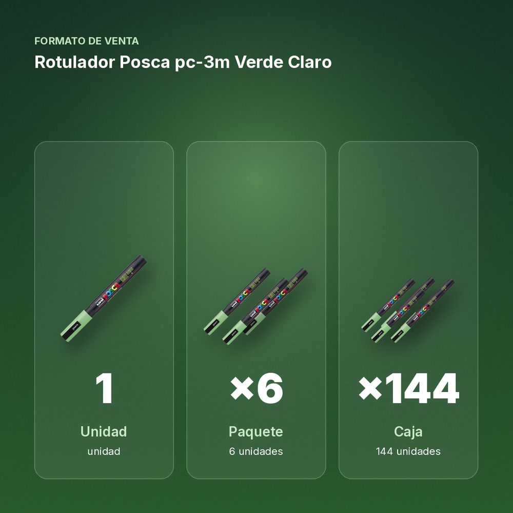 ROTULADOR POSCA PC-3M VERDE CLARO - formato de venta: paquete de 6, caja de 144, palé de 576