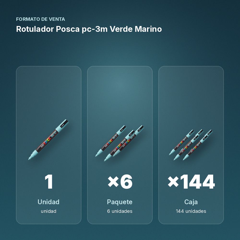 ROTULADOR POSCA PC-3M VERDE MARINO - formato de venta: paquete de 6, caja de 144, palé de 576