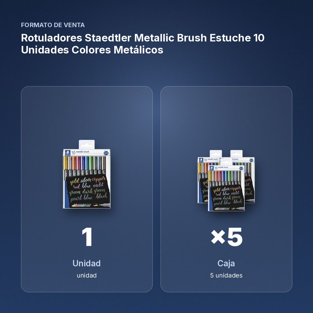 ROTULADORES STAEDTLER METALLIC BRUSH ESTUCHE 10 UNIDADES COLORES METÁLICOS - formato de venta: caja de 5