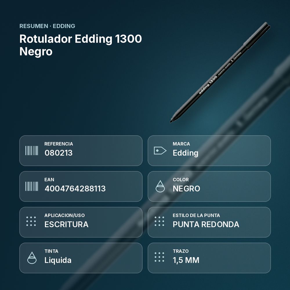 ROTULADOR EDDING 1300 NEGRO - resumen de atributos