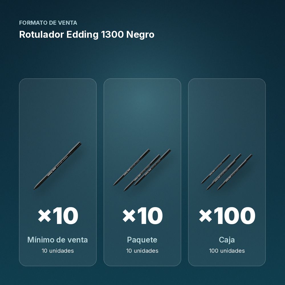 ROTULADOR EDDING 1300 NEGRO - formato de venta: paquete de 10, caja de 100
