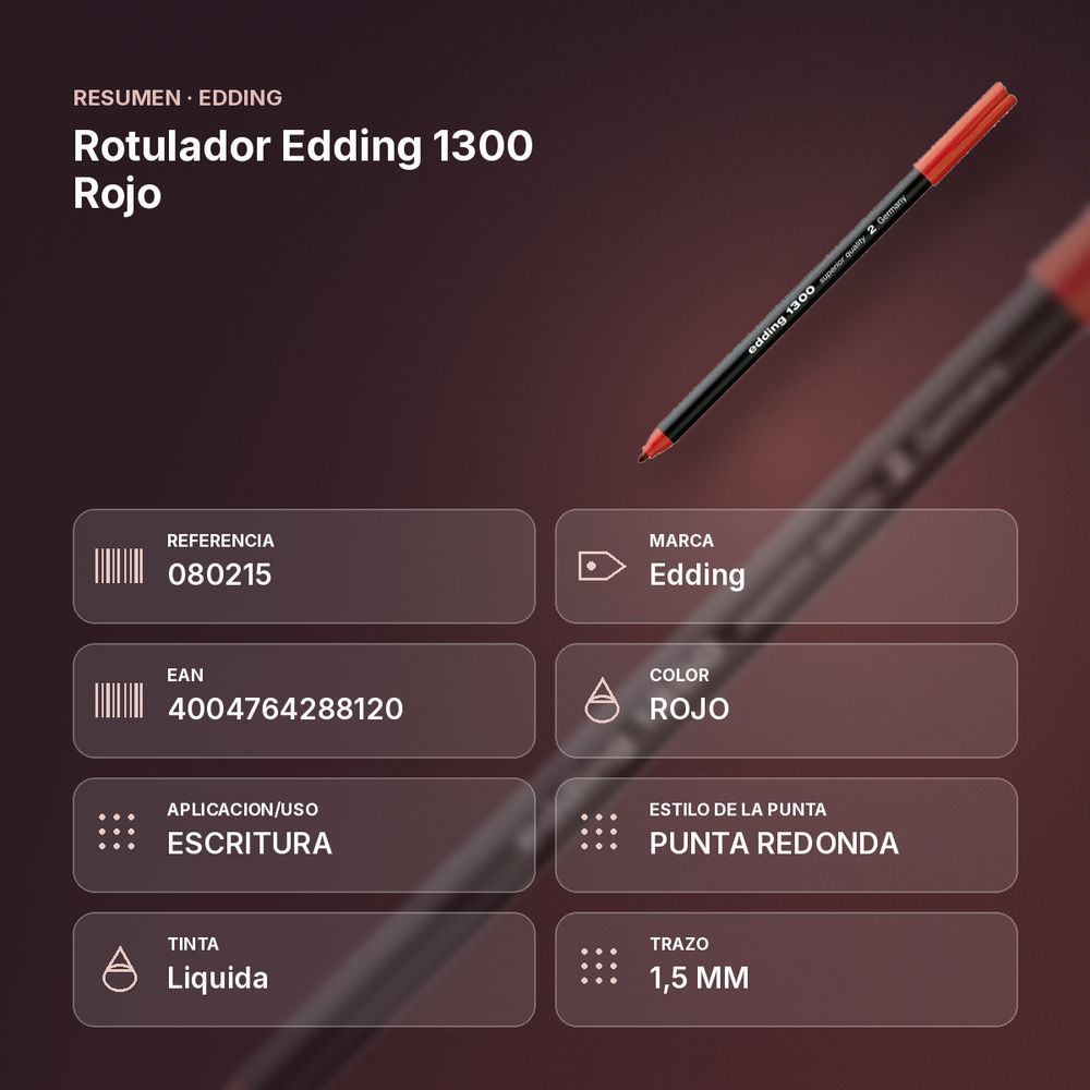ROTULADOR EDDING 1300 ROJO - resumen de atributos