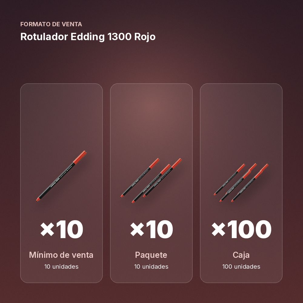 ROTULADOR EDDING 1300 ROJO - formato de venta: paquete de 10, caja de 100