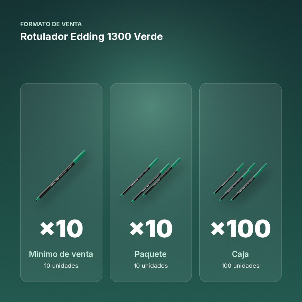ROTULADOR EDDING 1300 VERDE - formato de venta: paquete de 10, caja de 100