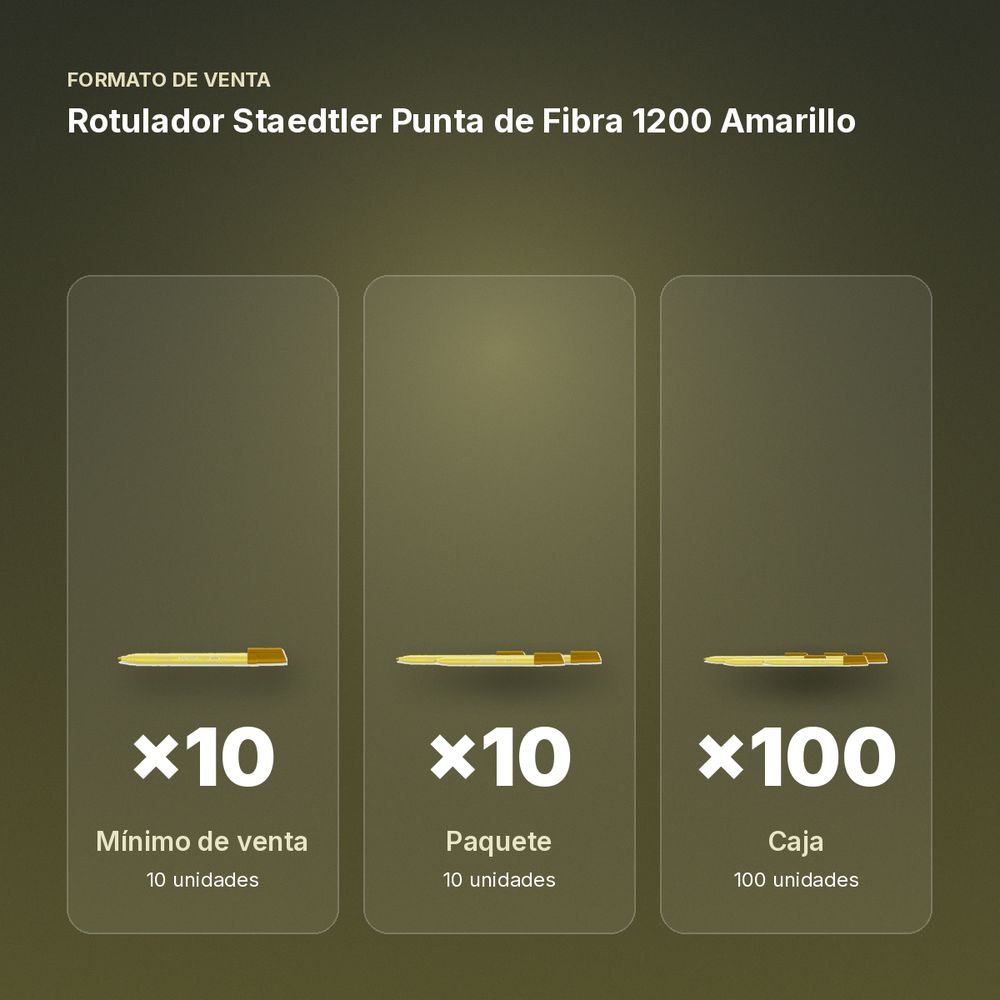 ROTULADOR STAEDTLER PUNTA DE FIBRA 1200 AMARILLO - formato de venta: paquete de 10, caja de 100