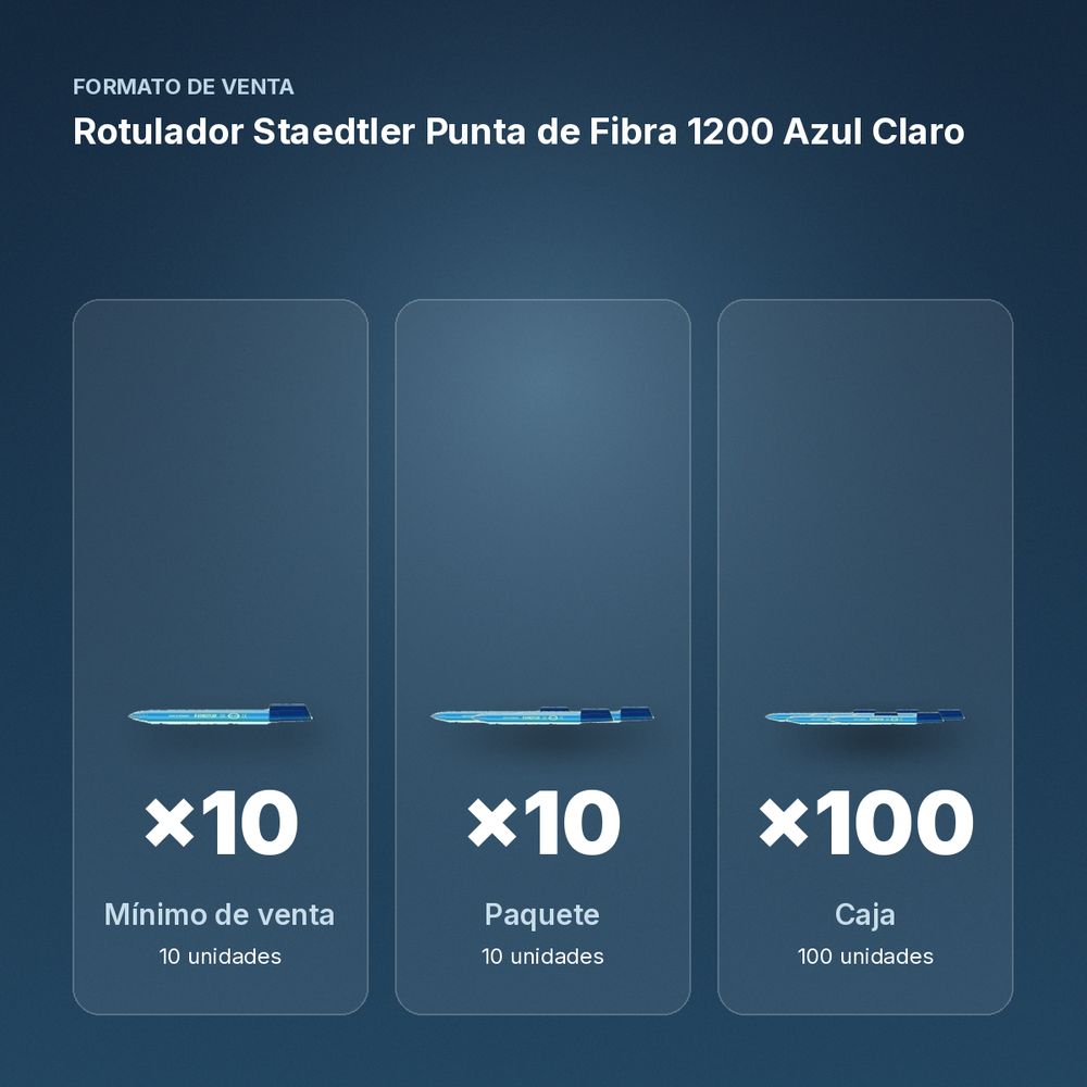 ROTULADOR STAEDTLER PUNTA DE FIBRA 1200 AZUL CLARO - formato de venta: paquete de 10, caja de 100