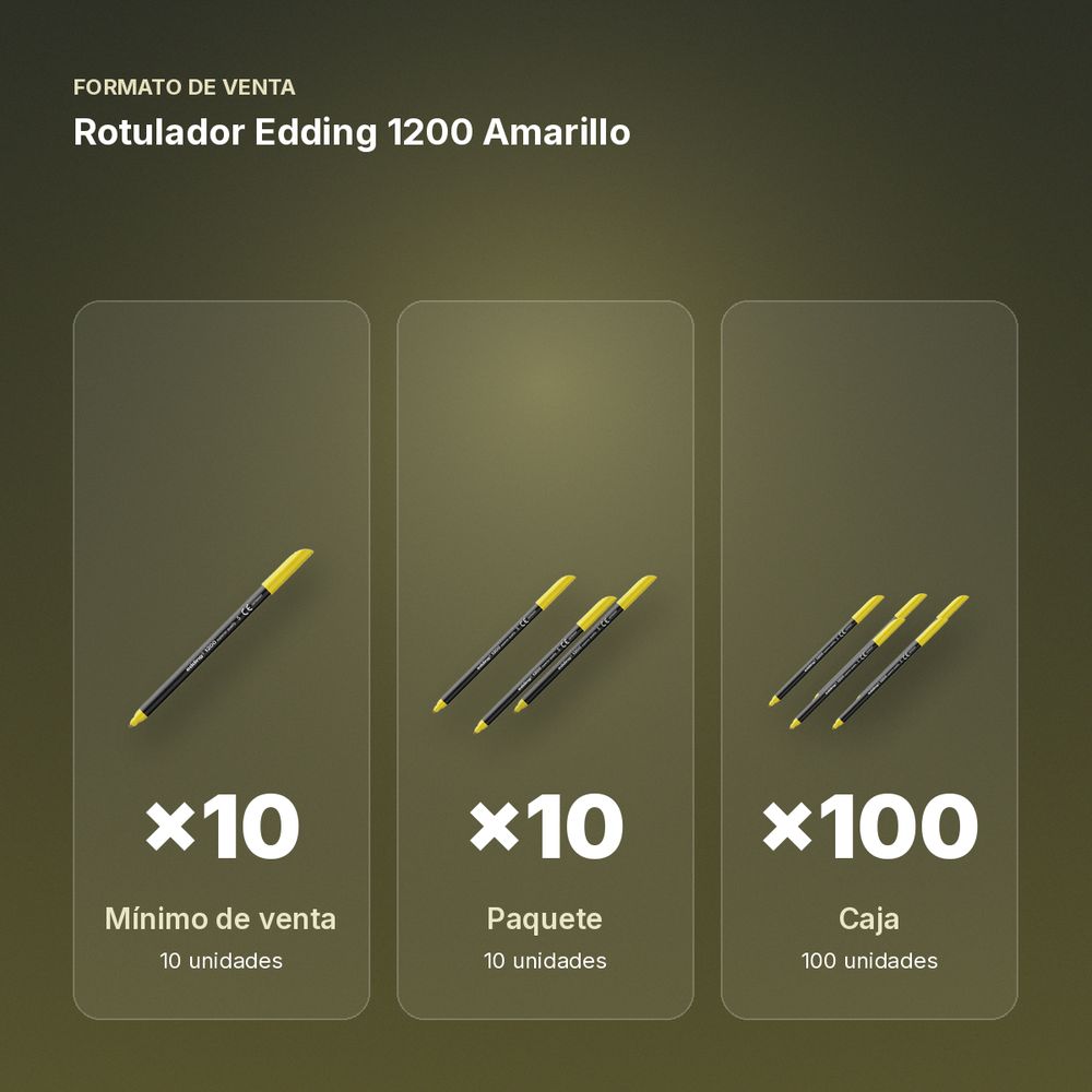 ROTULADOR EDDING 1200 AMARILLO - formato de venta: paquete de 10, caja de 100