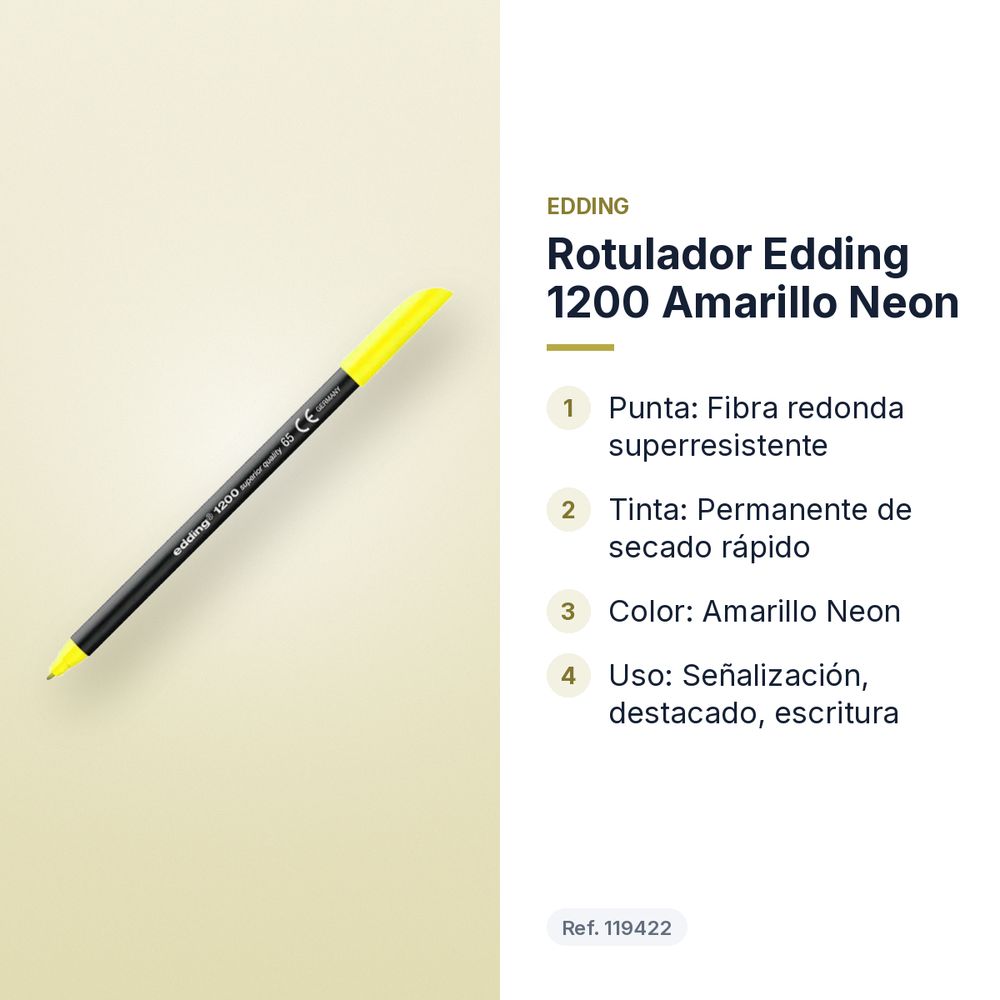 ROTULADOR EDDING 1200 AMARILLO NEON - características principales