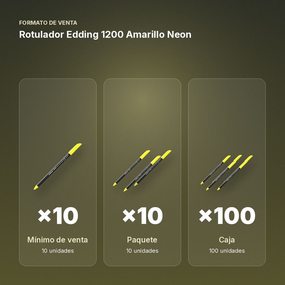 ROTULADOR EDDING 1200 AMARILLO NEON - formato de venta: paquete de 10, caja de 100